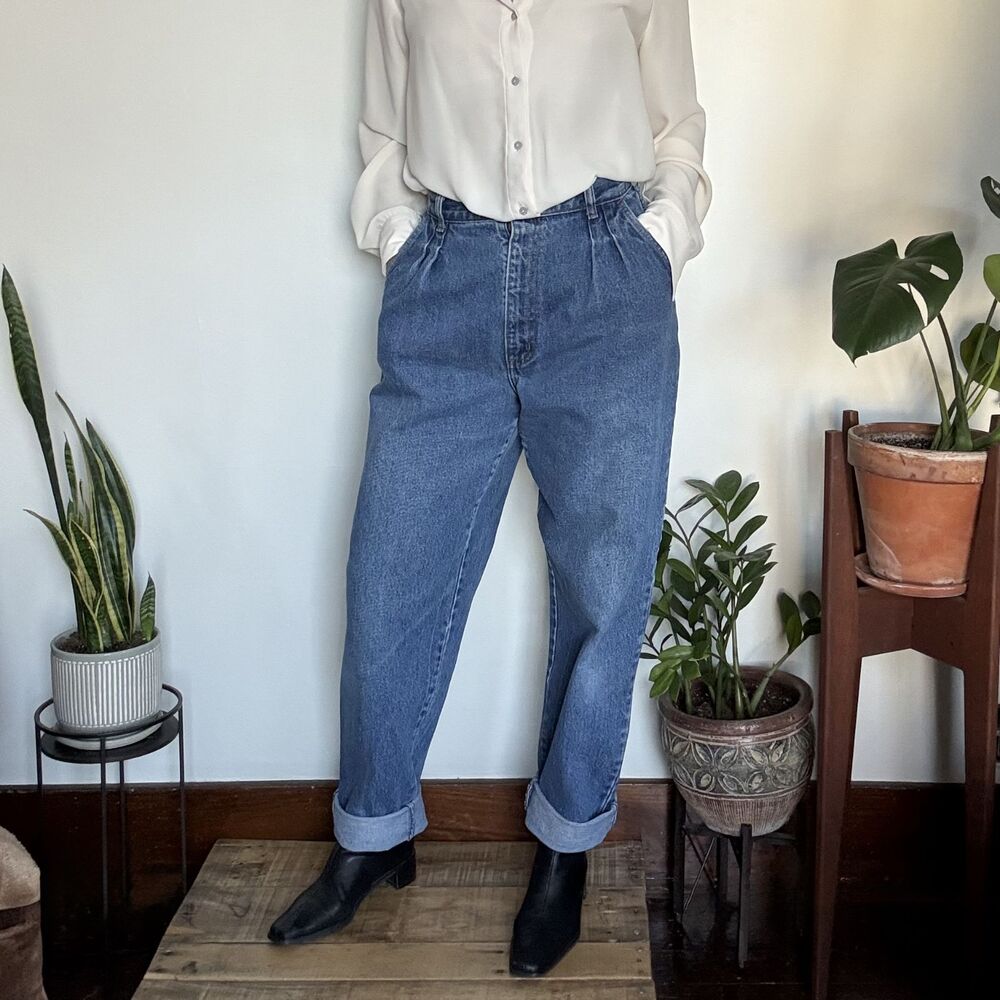 Vintage Tour De France High Waisted Pleated Mom Jeans | Tapered Leg USA ~29x31.5